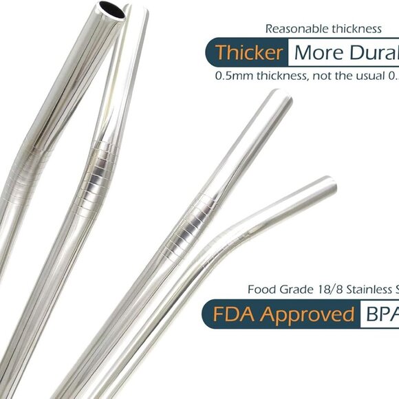 Big Drinking Straws Reusable 12 Inches Extra Long 9mm Extra Wide SUS 304 Food-Gr - Picture 6 of 7